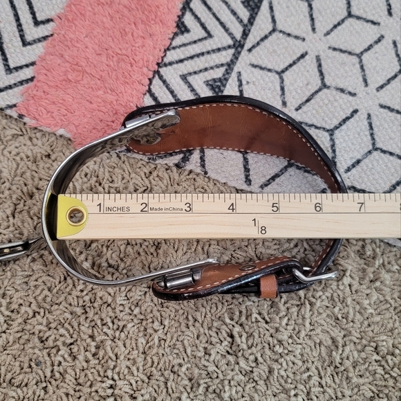 FLORAL & SILVER ADJUSTABLE BUCKLE COWBOY SPURS - Picture 14 of 16